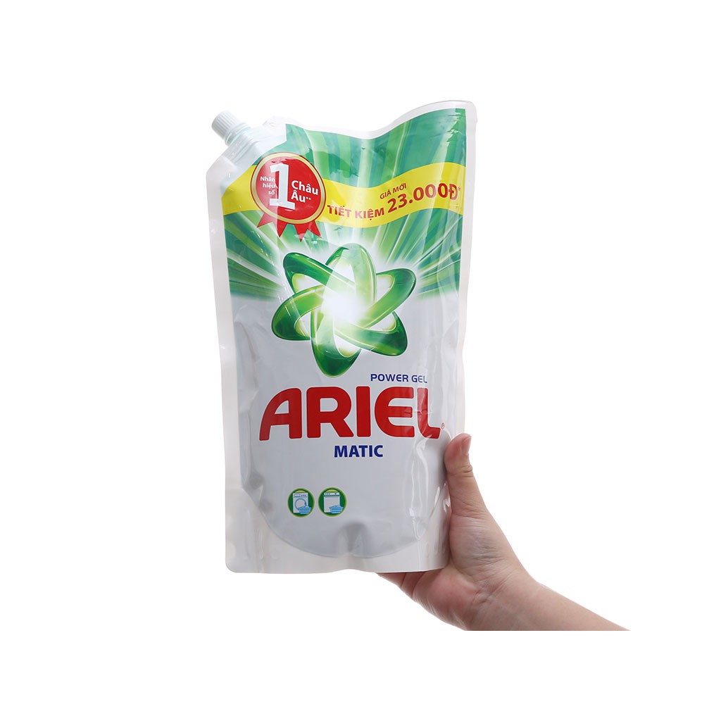 Nước Giặt Ariel Power Gel Matic Dạng Túi 1,4kg (Tẩy sạch vết bẩn tốt hơn gấp 2 lần)