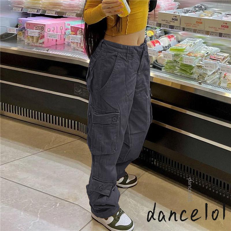 Quần Jean Nữ Cạp Thấp Có Túi dance1o1-y2k 2000s