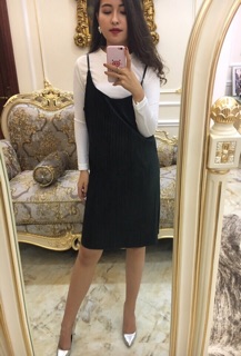 Set váy yếm nhung