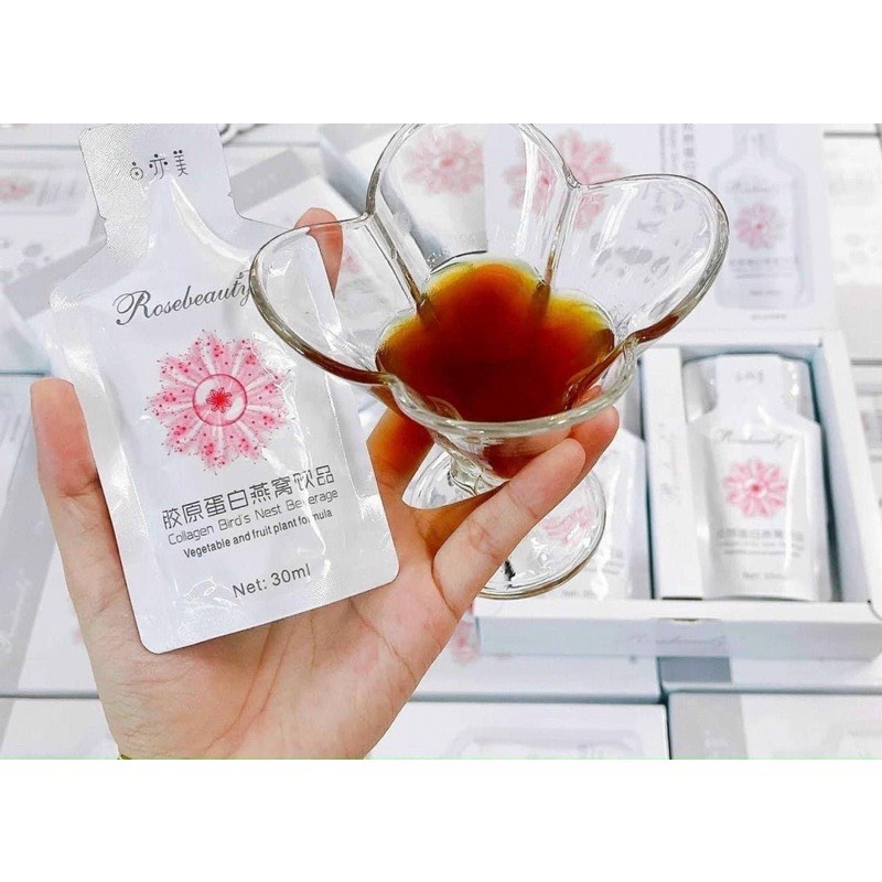 NƯỚC UỐNG COLLAGEN YẾN ROSEBEAUTY CÓ 8 TÚI NHỎ GIÚP LÀM ĐẸP DA -PINKSTORE