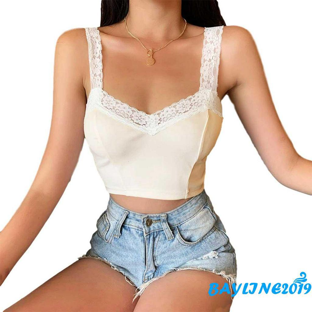 Áo Nữ Không Tay Cổ Chữ V Phối Ren Gợi Cảm Sành Điệu Cho Nữ