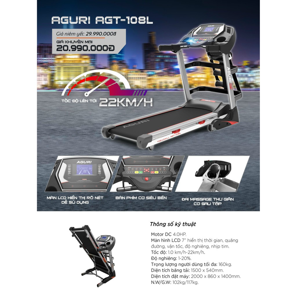 Máy chạy bộ Aguri AGT 108L