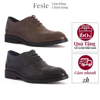 Giày Da nam, Giày Tây Nam Cao Cấp, Màu Đen và Nâu - Giúp Tăng Chiều Cao - Fesie Brogue Oxford #giaycongsonam