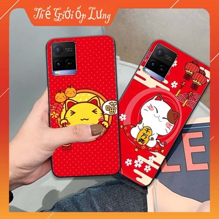 Ốp lưng Vivo Y21 / Y21S bộ hình TẾT Mèo thần tài may mắn MANEKI NEKO cực đáng yêu, siêu đẹp