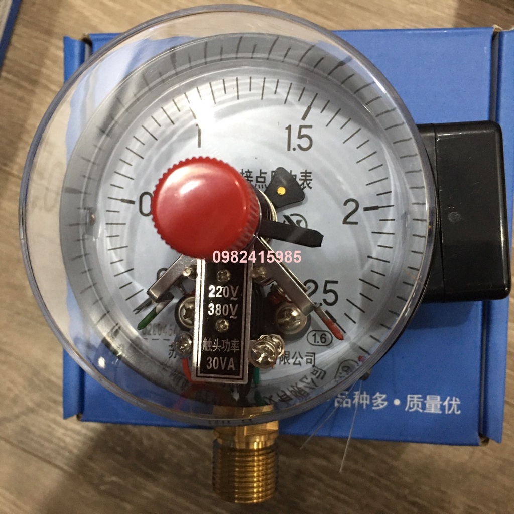 ĐỒNG HỒ ÁP SUẤT TIẾP ĐIỂM ĐIỆN 3 KIM YCX-100 chân đứng  Chân ren 20mm