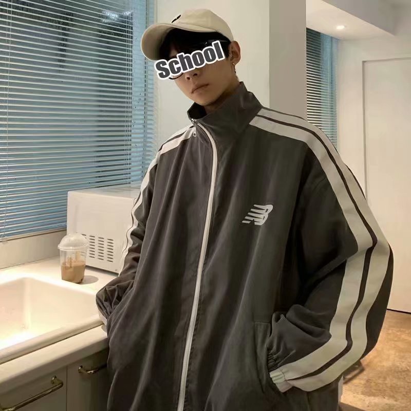 Áo Khoác Bóng Chày Nam Tay Dài Dáng Rộng Thoải Mái Thường Ngày Phong Cách Hàn Quốc