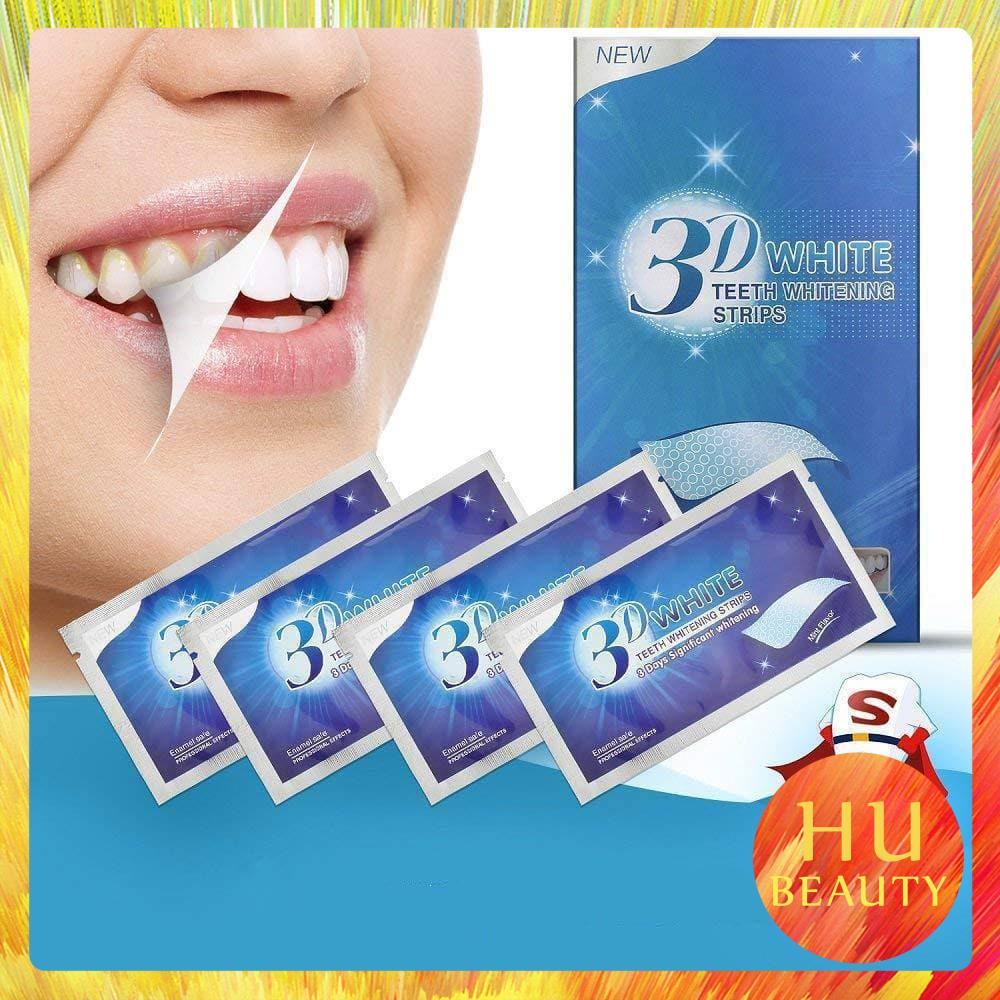 Miếng dán trắng răng tiện lợi 3D White Teeth Whitening Strips zuzu cosmetic HUBEAUTY