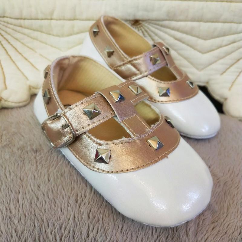 Giày búp bê da PU trang trí đinh tán cá tính sành điệu cho bé gái