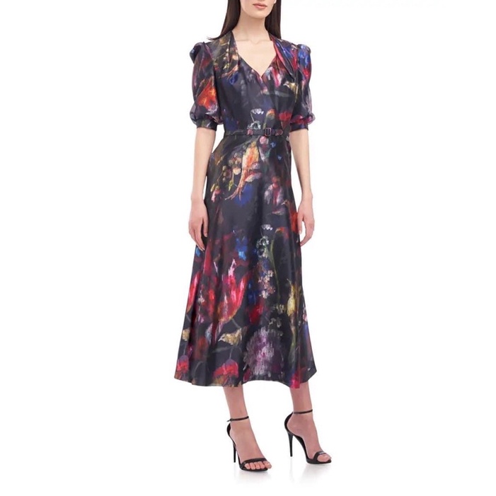 Đầm Kay Unger dư xịn siêu đẹp in hoạ tiết sang trọng tôn dáng