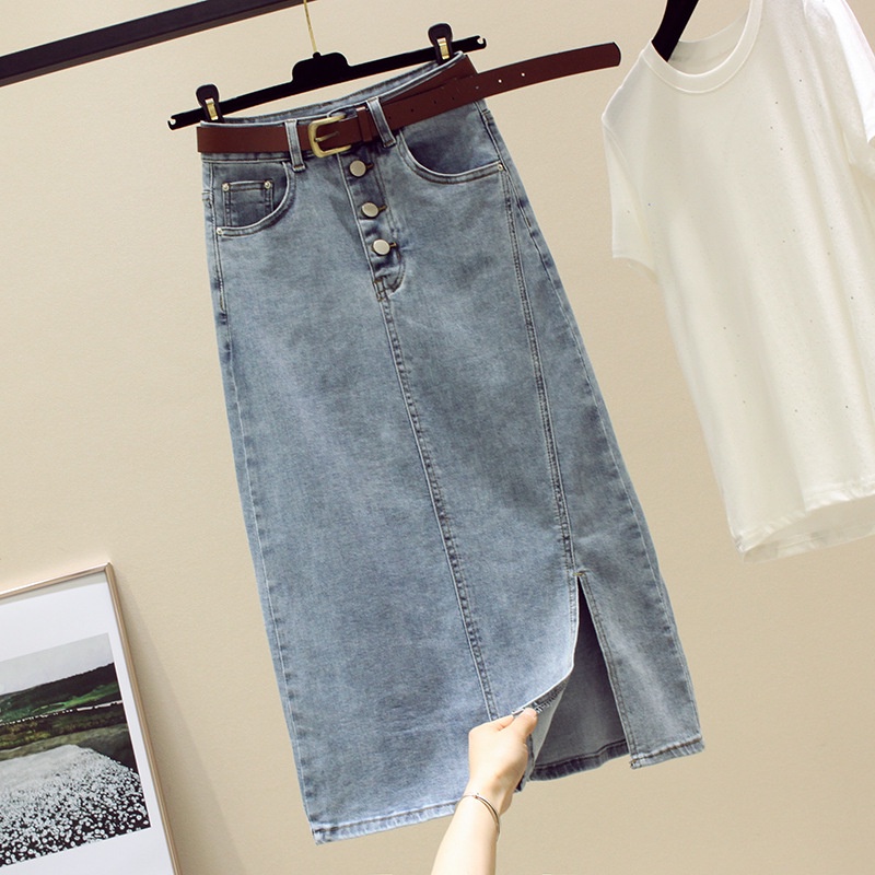 Chân Váy Denim Dài Dáng Chữ a Lưng Cao Xẻ Tà Thời Trang Mùa Hè 2022 Mới Cho Nữ