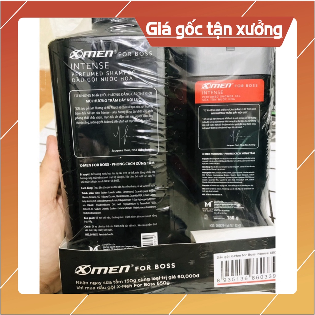 Dầu gội hương nước hoa Xmen For Boss 650g tặng ngay sữa tắm cùng loại 150g