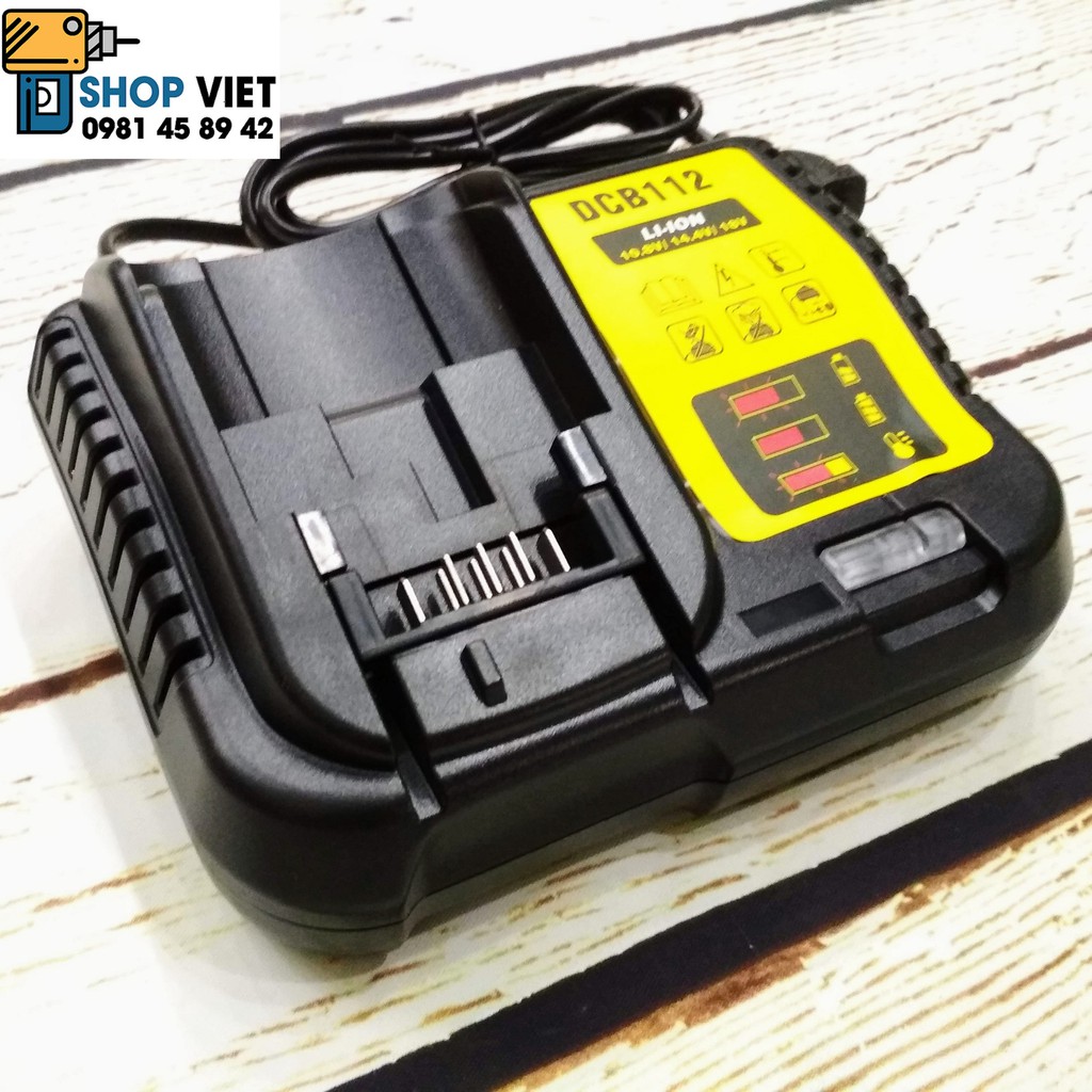 SV Sạc pin thay thế cho Dewalt DCB112 Liion 10,8V-14,4V-18V, điện vào 220V