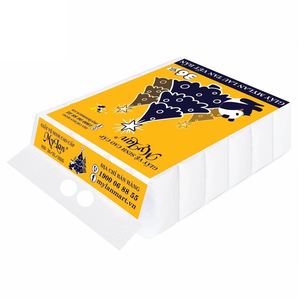 Bịch Giấy Vệ Sinh MyLan Gấu Thông 4 Lớp, 1 bịch 36 cuộn không lõi