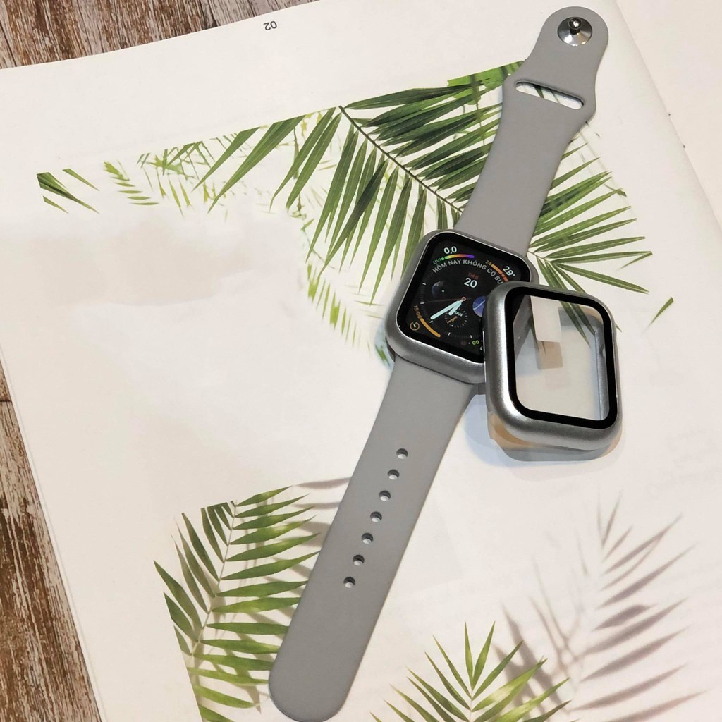 Combo ốp kính cường lực 9H và dây silicon Apple Watch