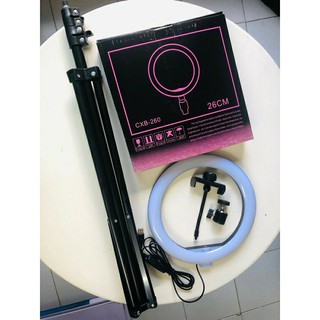 Đèn Livestream 26cm kèm kẹp điện thoại và chân đỡ 1m7