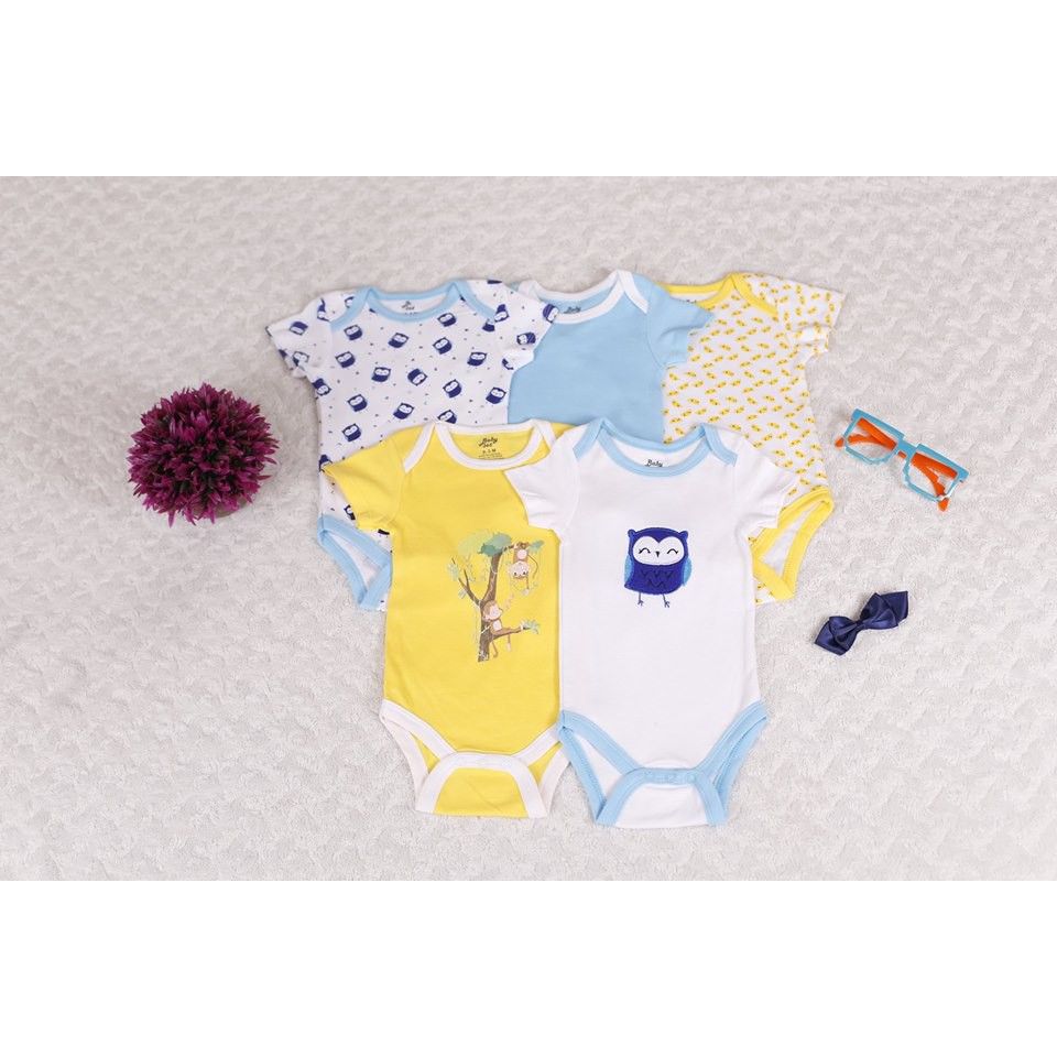 SET 5 BODY CHIP, BODYSUIT CỘC TAY CHO BÉ SƠ SINH 3-11KG, HÀNG ĐẸP