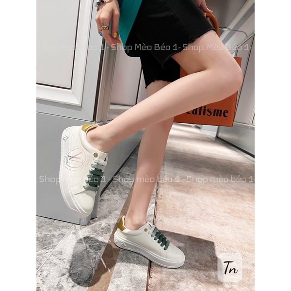 Giày thể thao spsl trắng hoạ tiết dây màu gót pha fullbox