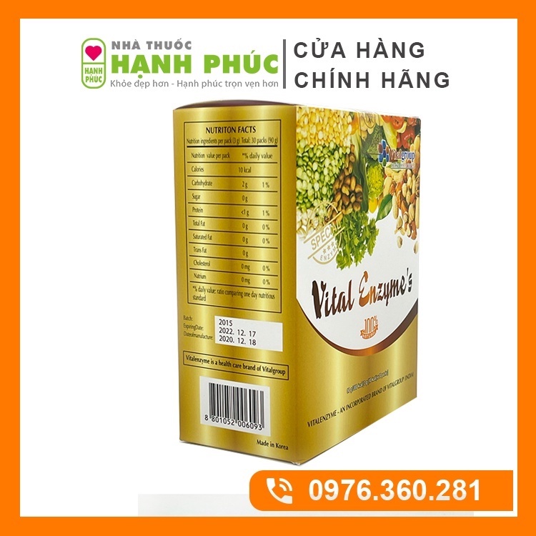 Enzyme's Vital Chính Hãng Hàn Quốc - Sản Phẩm Từ Rau Củ Quả (Hộp 30 Gói)