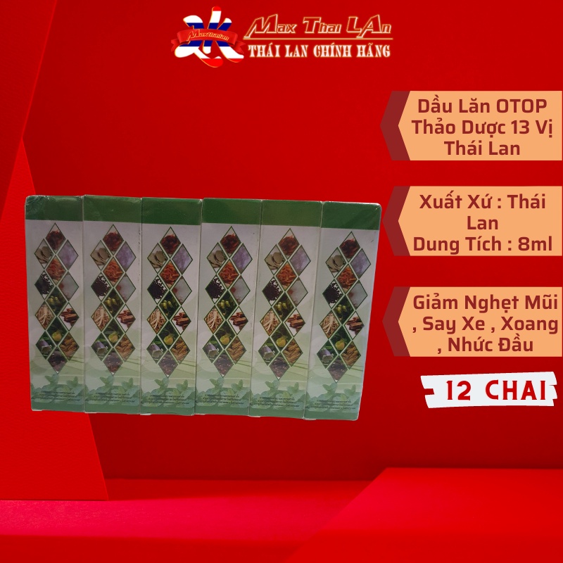 12 Chai dầu lăn 13 vị thảo dược thái lan 8ml chính hãng