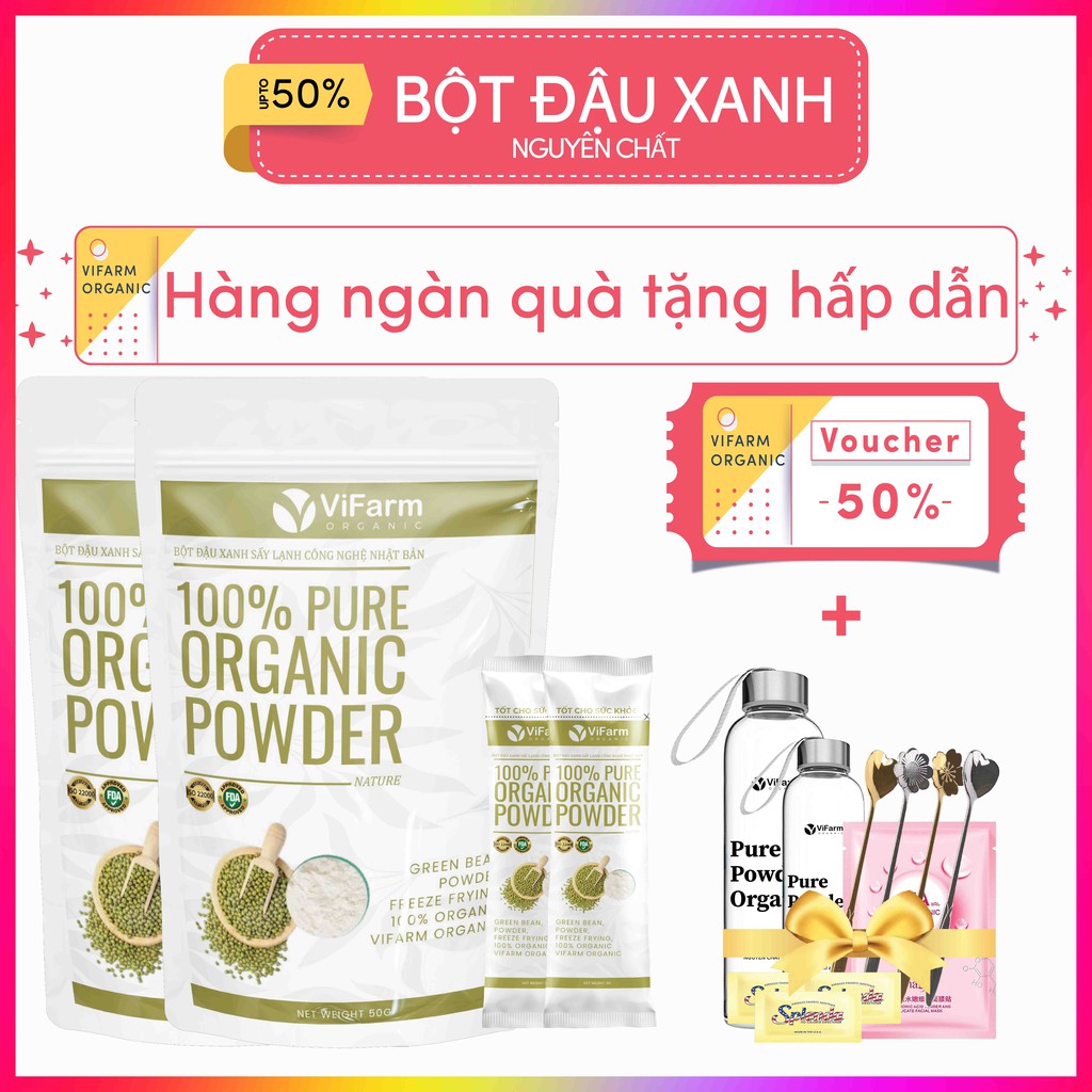 [Mã 156FMCGSALE hoàn 8% đơn 500K] Bột Đậu Xanh Nguyên Chất 50g Làm Đẹp Da Tự Nhiên, Làm Bánh, Nấu Cháo