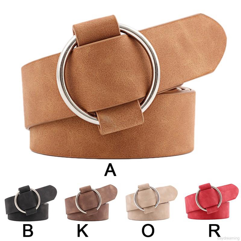 Thắt lưng da khóa tròn thời trang cho nữ