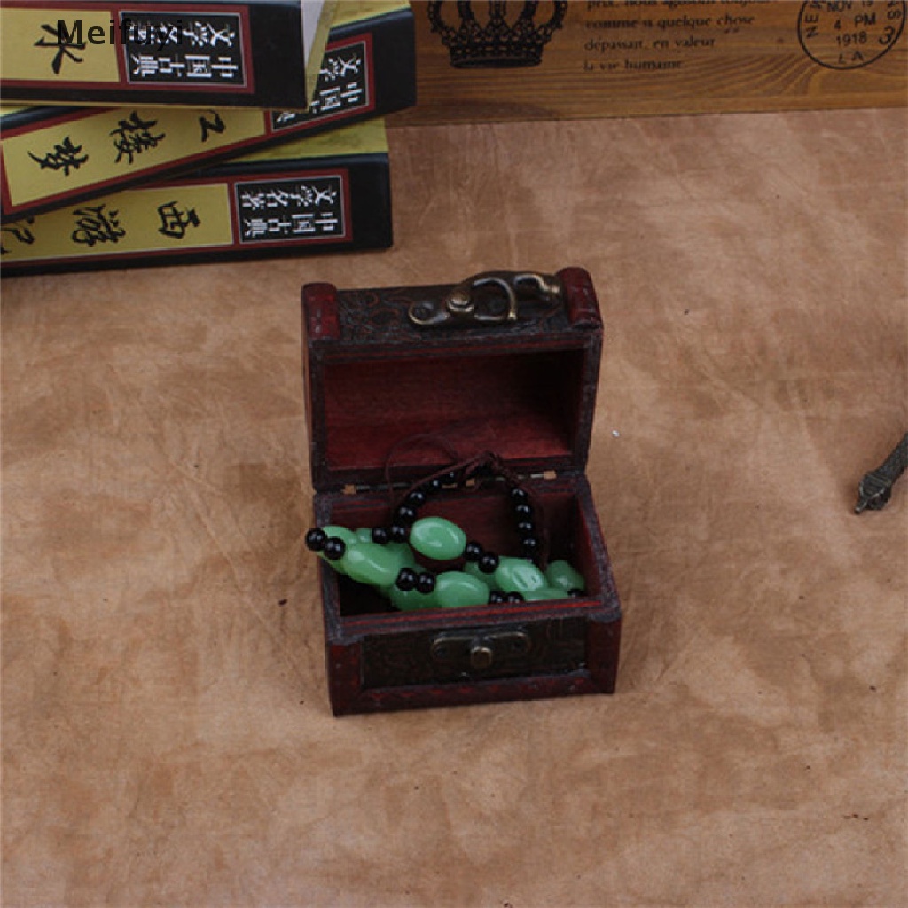 [Meifuyi] Hot Wooden Vintage Treasure Chest Wood Jewellery Storage Box Case Organiser Ring COD