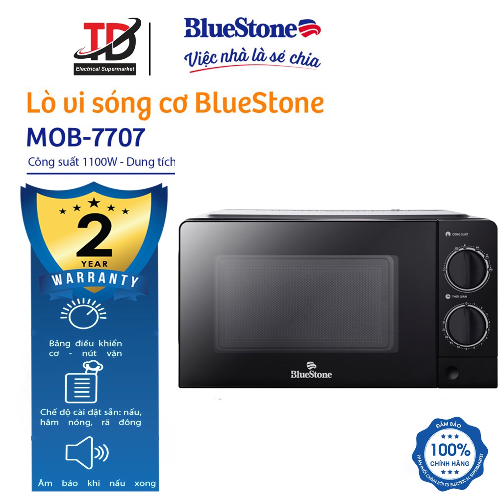 Lò Vi Sóng Cơ BlueStone MOB7707 , 20 Lít 1050W , Bảo Hành Chính Hãng 2 Năm