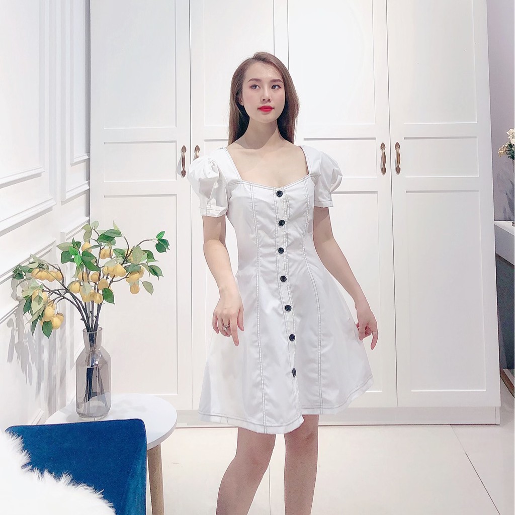Đầm - Váy Tay Bồng Chỉ Nổi Viền Chất Liệu Thô Mài Cao Cấp Thích Hợp Cho Các Nàng Đi Tiệc Hoặc Đi Chơi | BigBuy360 - bigbuy360.vn