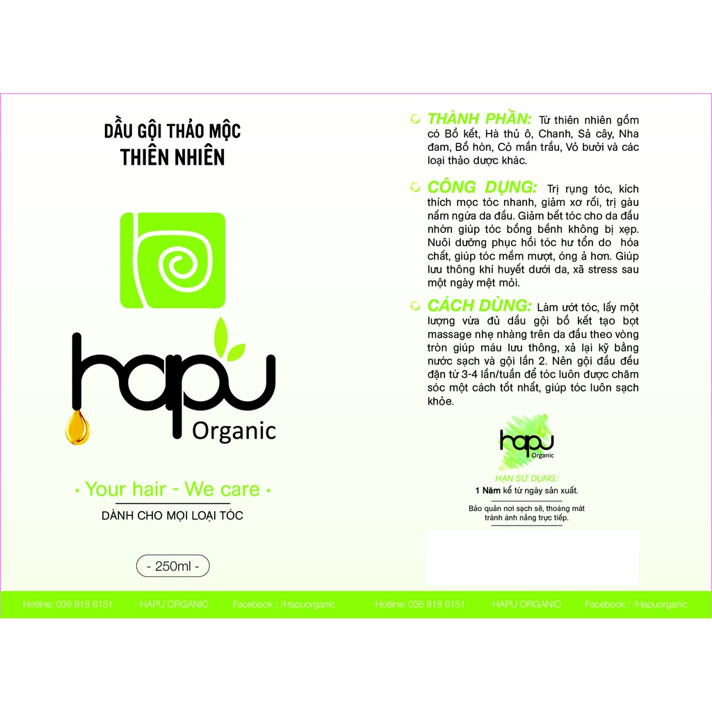 Dầu gội thảo mộc trị rụng tóc HaPu Organic 250ml | BigBuy360 - bigbuy360.vn