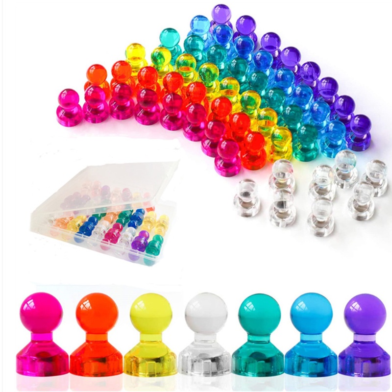 Set 50 Ghim Nam Châm Bằng Nhựa Trong Suốt Nhiều Màu Chất Lượng Cao Cho Bảng Trắng
