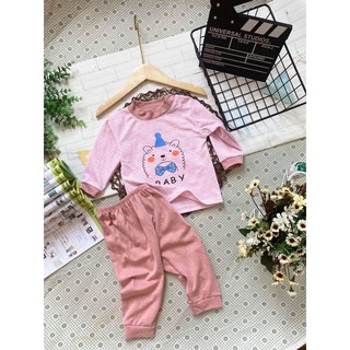 bộ dài nỉ kẻ unchi cao cấp cho bé