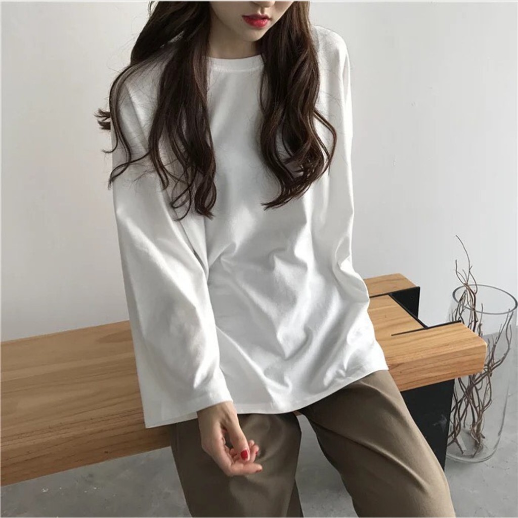 Áo Tay Dài LONG SLEEVE BASIC Màu Trắng Unisex ❤️FREESHIP❤️ Nam nữ unisex