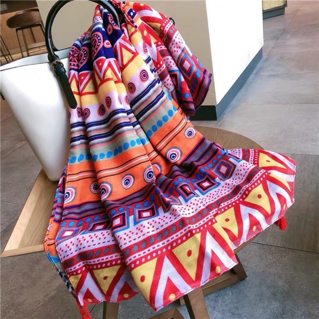 Khăn choàng vintage khăn choàng boho in hoạ tiết thổ cẩm