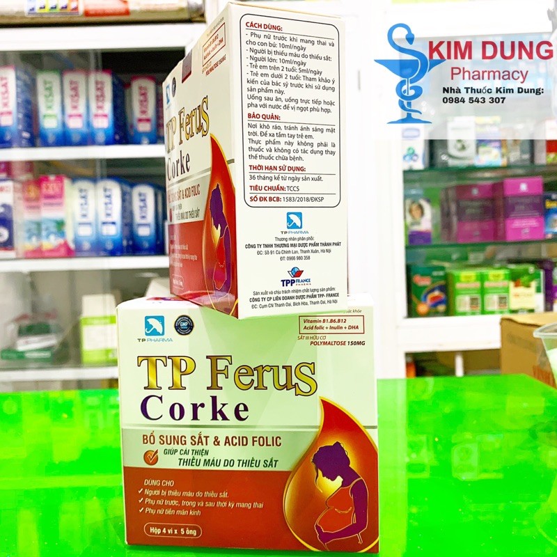 TP FERUS CORKE ( bổ sung sắt & acid folic ) dùng cho người thiếu máu thiếu sắt, phụ nữ trước và sau khi sinh......