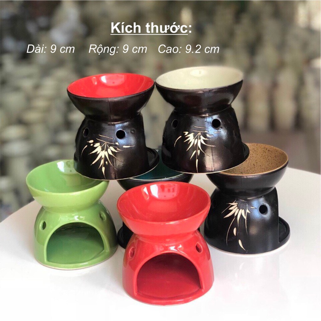 Đèn xông tinh dầu đốt nến hình mặt cười ĐƯỢC CHỌN MÀU Bát Tràng chén sâu chứa nhiều nước