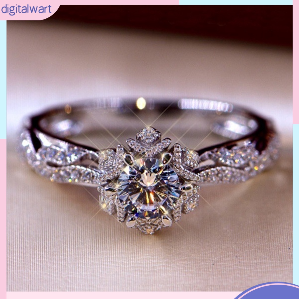 Nhẫn Hợp Kim Hình Hoa Đính Đá Xinh Xắn Cho Nữ