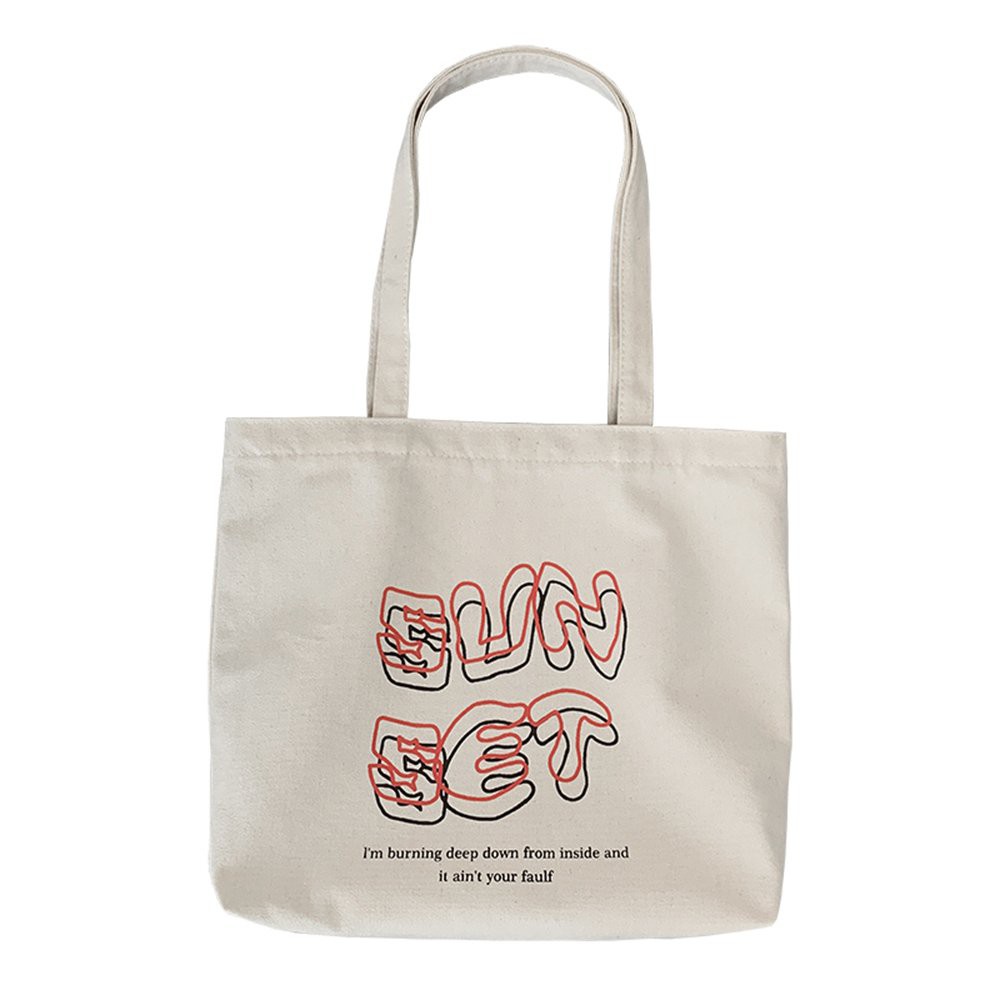 Túi vải tote canvas dành cho nữ phong cách Hàn Quốc in chữ Sun Set