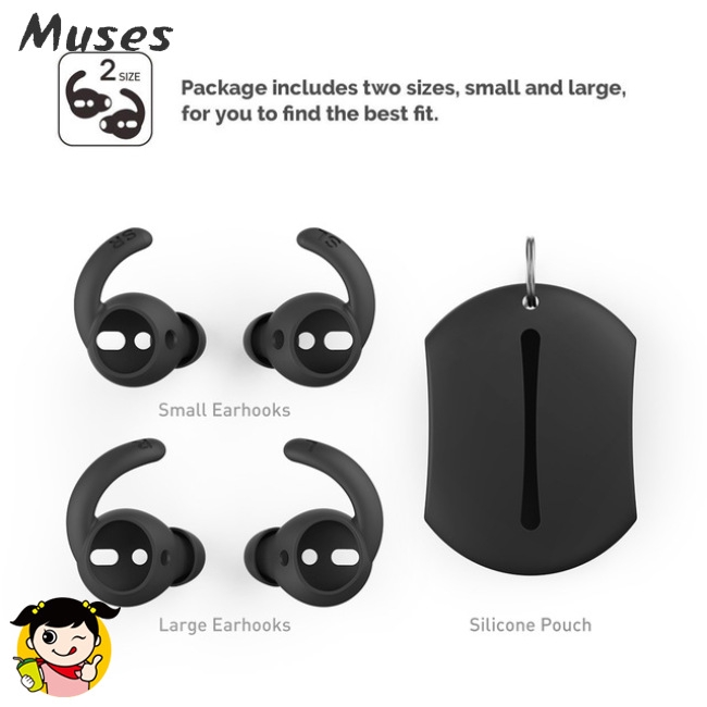 Muse07 Bộ 2 cặp móc silicon cho tai nghe Apple Airpod bảo vệ tiện dụng