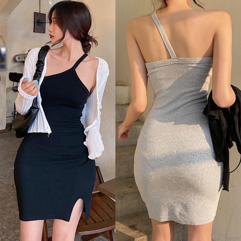 Women's sexy open back irregular sling skirt slim Mini Skirt
