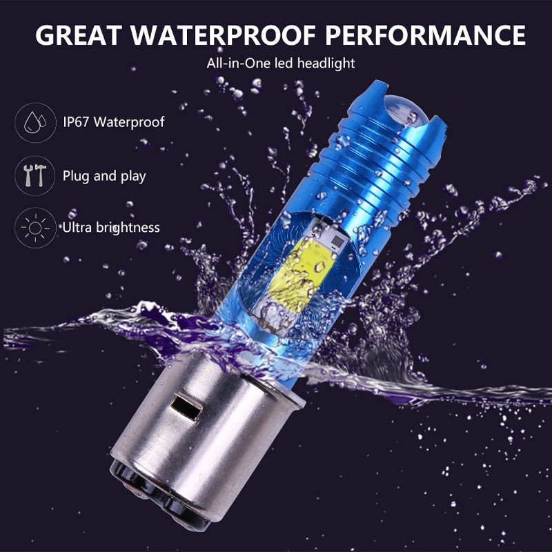 Bóng đèn pha LED Kevanly cho xe máy ánh sáng trắng + RGB có thể điều chỉnh độ sáng H4 P15D BA20D 8W COB DC12v