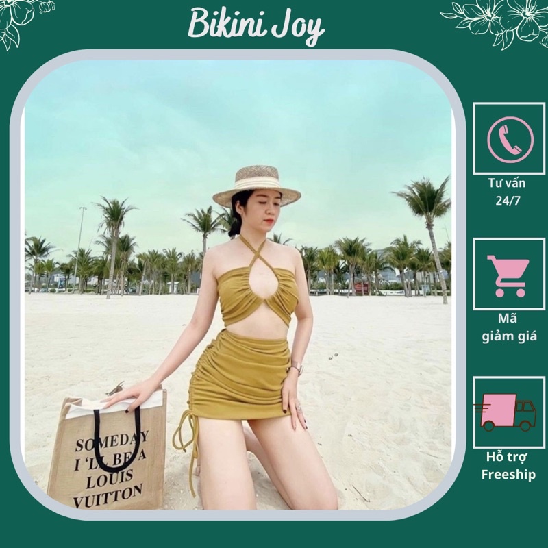 [ HÀNG CAO CẤP+ ẢNH SÀN] Bikini 2 mảnh tam giác ngược váy tầng kín đáo