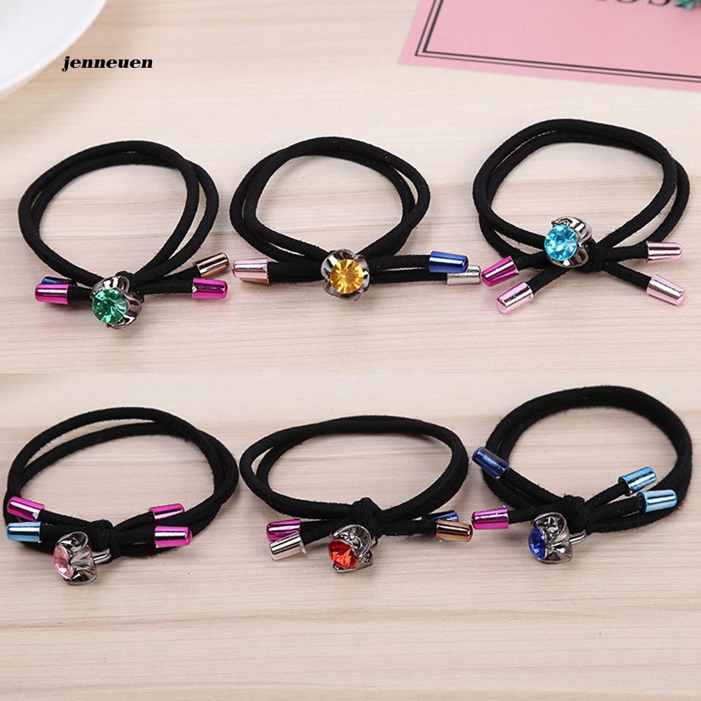 Dây buộc tóc nơ 2 lớp đính đá thời trang cho nữ