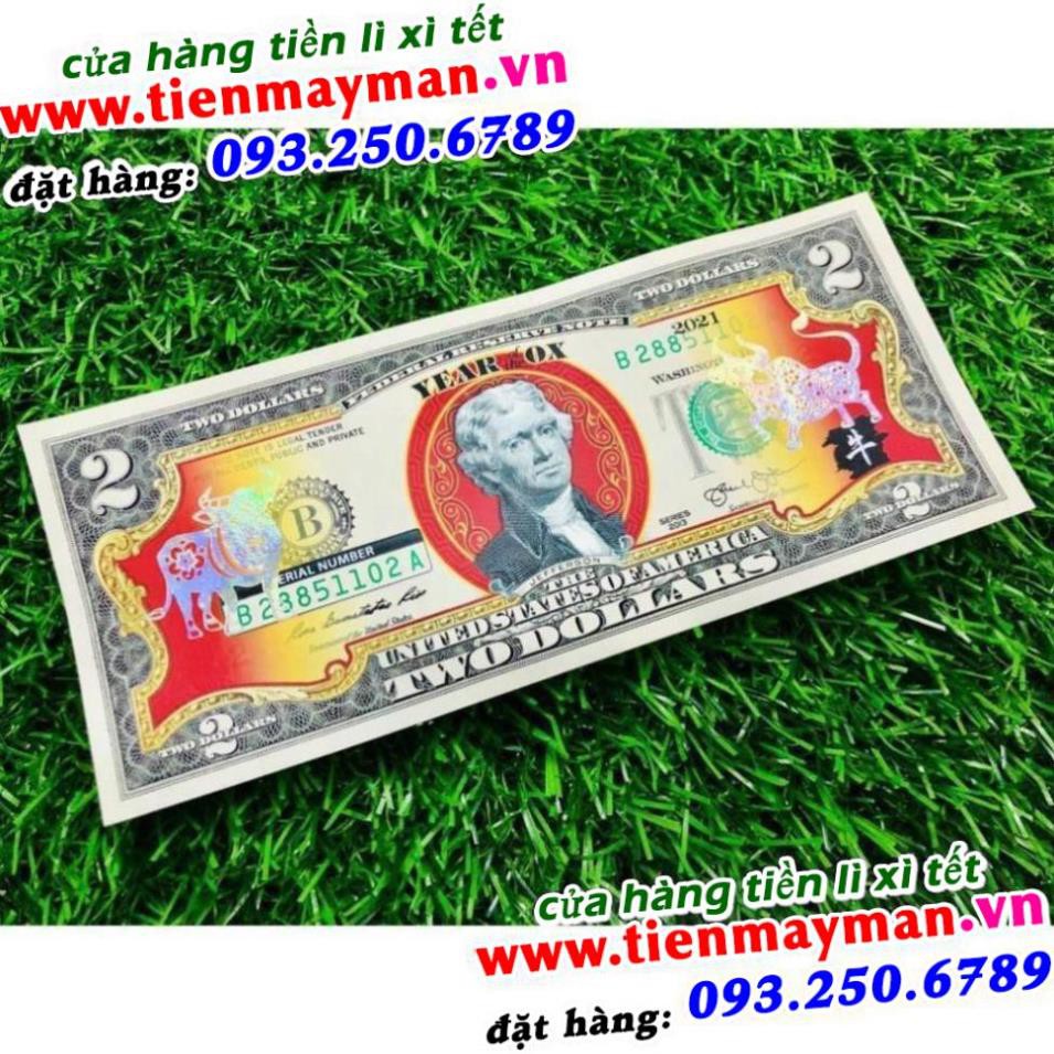 Tiền 2 USD Hình Con Trâu Mạ Vàng 2021 Lì Xì Tết May Mắn Tài Lộc, Quà tặng phong thủy Tết