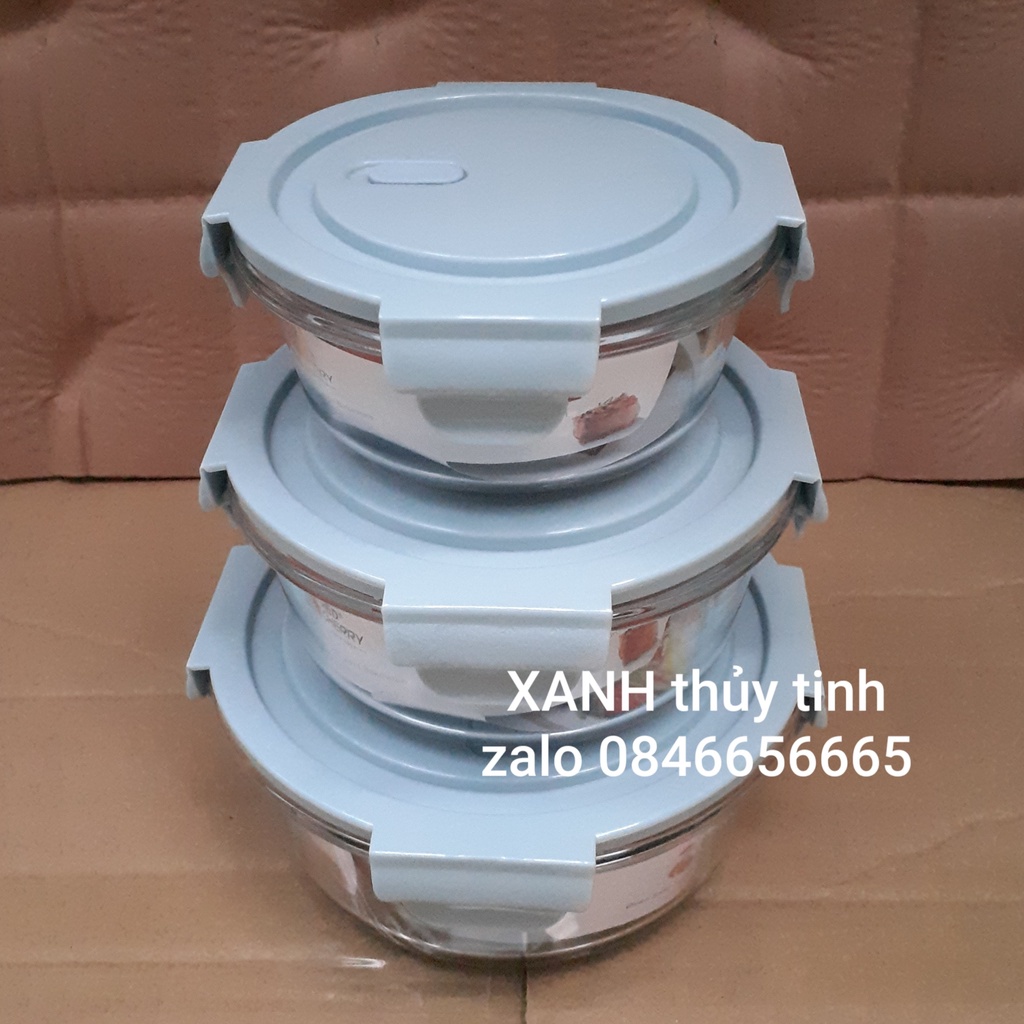 Hộp cơm thủy tinh hình tròn cao cấp (không chọn màu nắp)