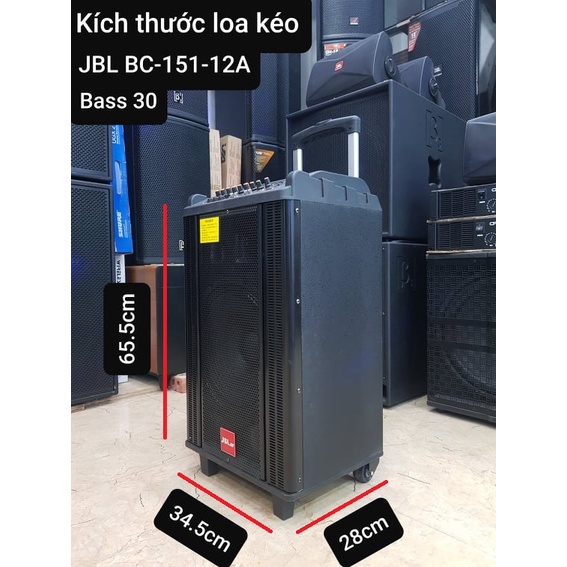 Loa kéo Karaoke Bluetooth JBL BC-156-12A: Bass 30, Công suất lớn, Có 2 Micro không dây đi kèm