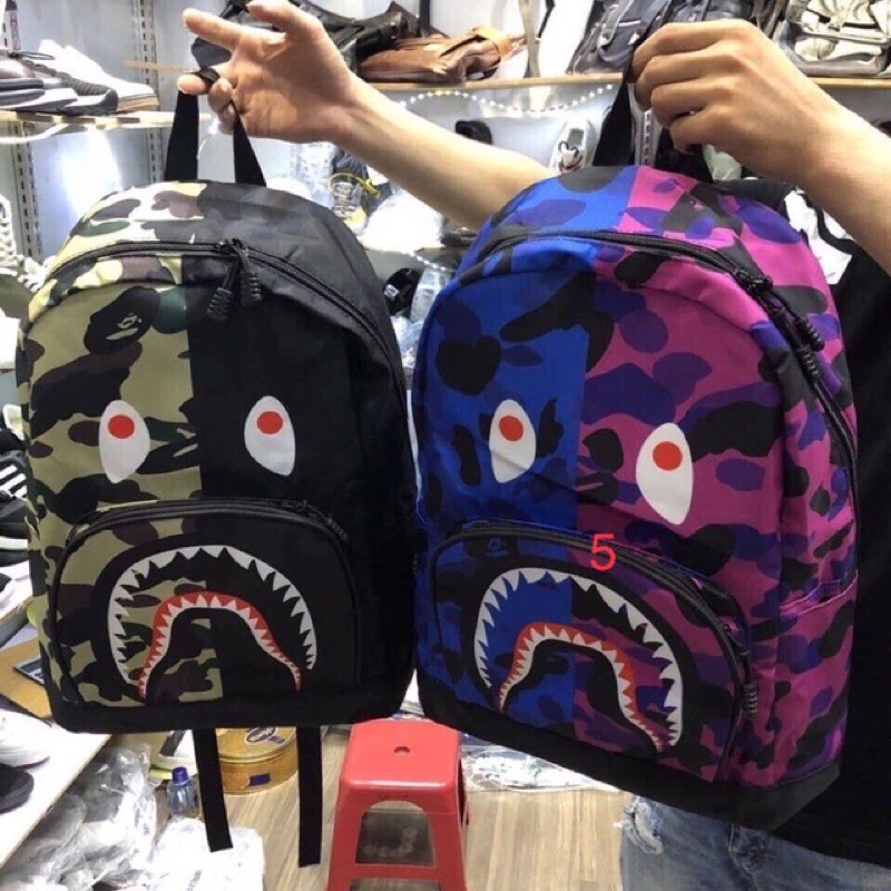 Balo bape nam, nữ đi học vải dù chống nước, Balô thời trang.