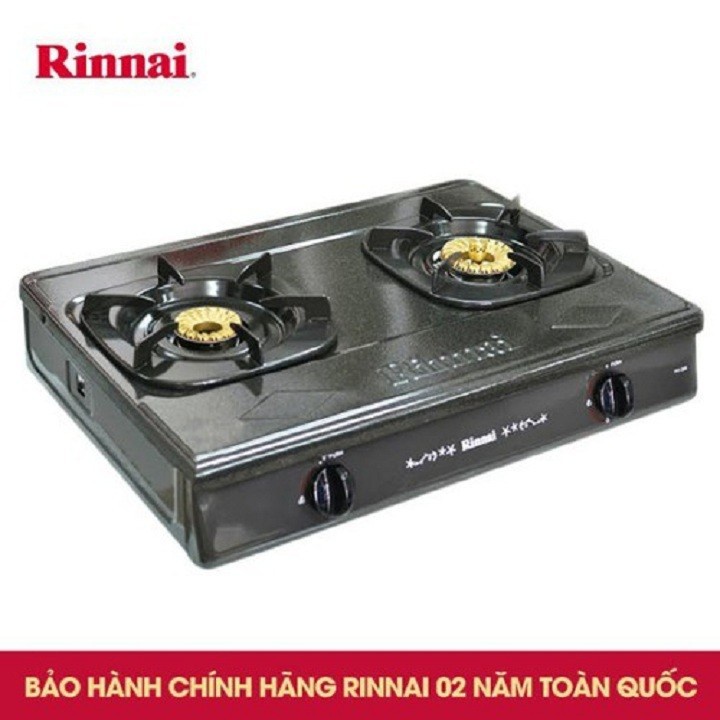 Bếp gas đôi Rinnai RV-365(G)N mặt men xám + Bộ dây van tự động ngắt Chính Hãng