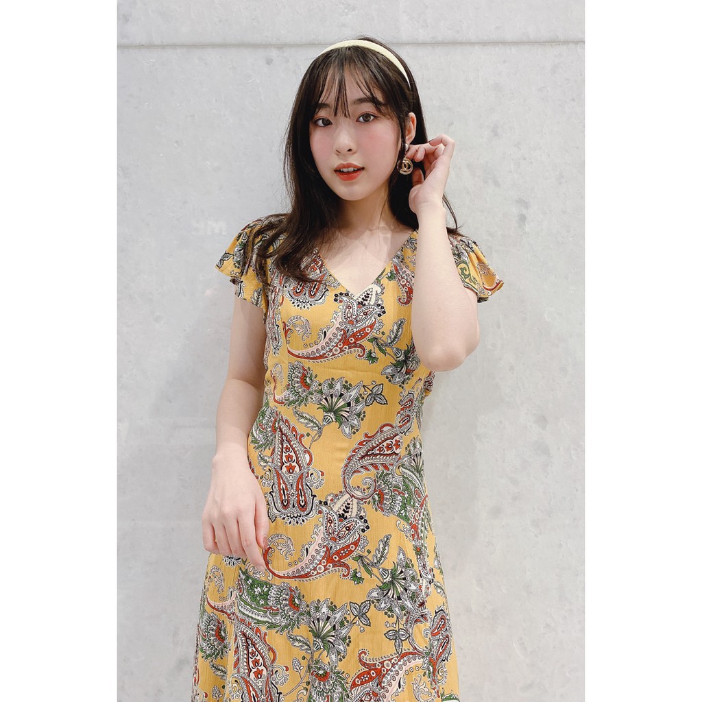 Đầm xòe nữ hoa nhí tay ngắn bồng 20AGAIN DEW0540 | BigBuy360 - bigbuy360.vn