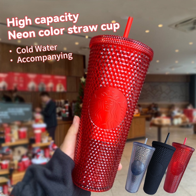 Bình Giữ Nhiệt Cao Cấp Starbucks Nước Ly Nhựa Có Ống Hút 473Ml/710Ml Trong Suốt Có Thể Tái Sử Dụng