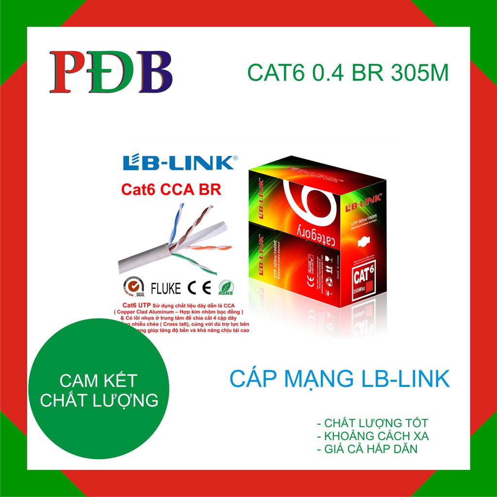 Cuộn dây cáp mạng LB-LINK Cat6 UTP CCA BR 305m